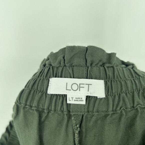 LOFT Tall Breezy Wide Leg Pants Cropped Linen Blend Olive Green Size LT Tall - Picture 9 of 10